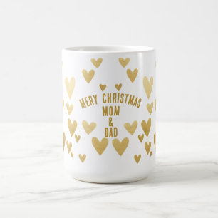 Caneca De Café Dourado Coração, Natal Branco