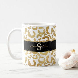 Caneca De Café Dourado costume de impressão leopardo
