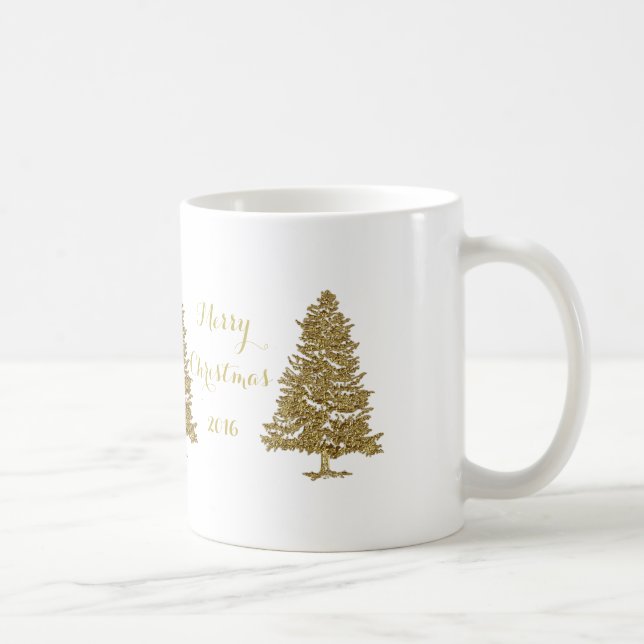 Caneca de café Dourado das árvores de Natal (Direita)