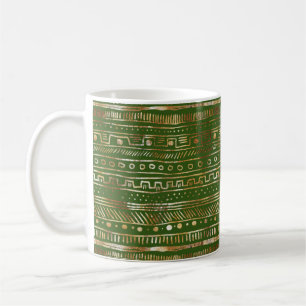 Caneca De Café Dourado design abstrato Profundo Caçador Verde Bon