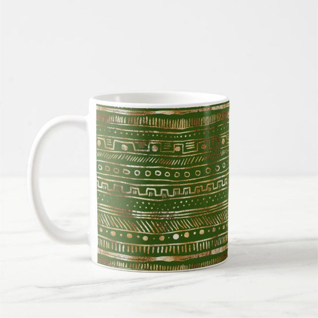 Caneca De Café Dourado design abstrato Profundo Caçador Verde Bon (Esquerda)