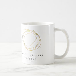 Caneca De Café Dourado Designer Scribble Personalizado Mug