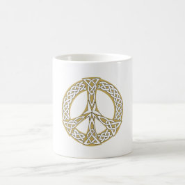 Caneca De Café Dourado e Branco - Sinal de Paz Celular
