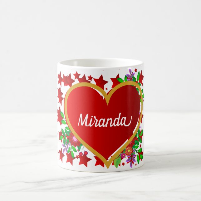 Caneca De Café Dourado E Coração Vermelho (Centro)