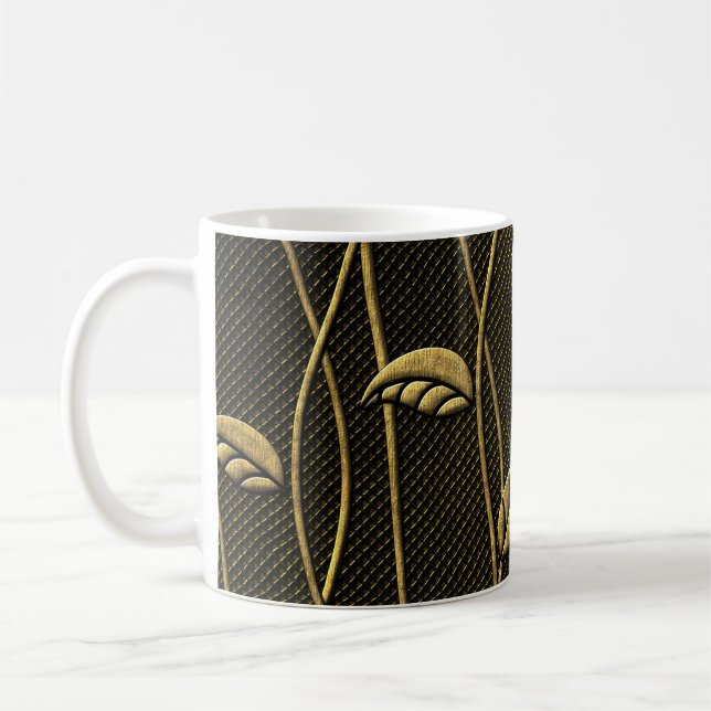 Caneca De Café Dourado e preto: deixa textura 3D. (Esquerda)
