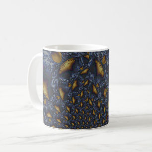 Caneca De Café Dourado e Silver Blue Molten Metal