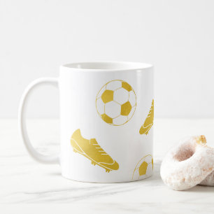 Caneca De Café Dourado Elegante Classic Soccer Limpa Bola
