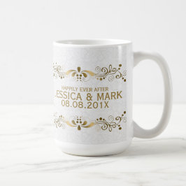 Caneca De Café Dourado espaço com Damascos Brancos