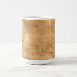 Caneca De Café Dourado Glam Glitz Glitter Love Heart