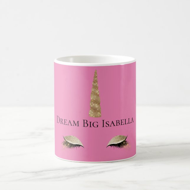 Caneca De Café Dourado Glam Unicorn Rosa Sparkle (Centro)