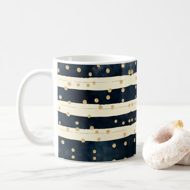 Caneca De Café Dourado Glitter Indigo Blue Na moda moderno (Com Donut)