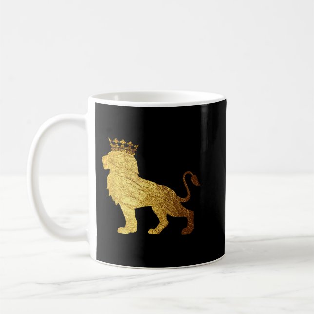 Caneca De Café Dourado Leão Rei Coroa para Camiseiros Legal Homen (Esquerda)