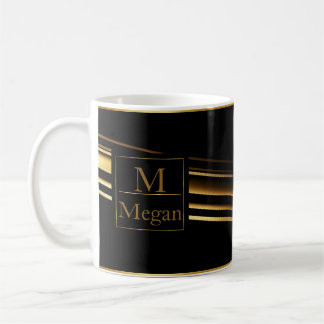 Caneca De Café Dourado Monograma Personalizado Trendy Espresso Mu