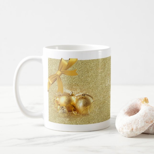 Caneca De Café Dourado Ornament Christmas Mug (Com Donut)