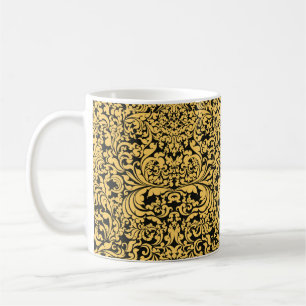 Caneca De Café Dourado padrão de arte floral em vinta de arte ta