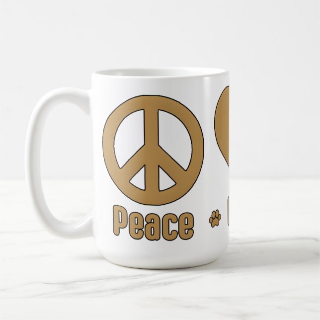 Caneca De Café Dourado Peace Love BBG Mug (Esquerda)