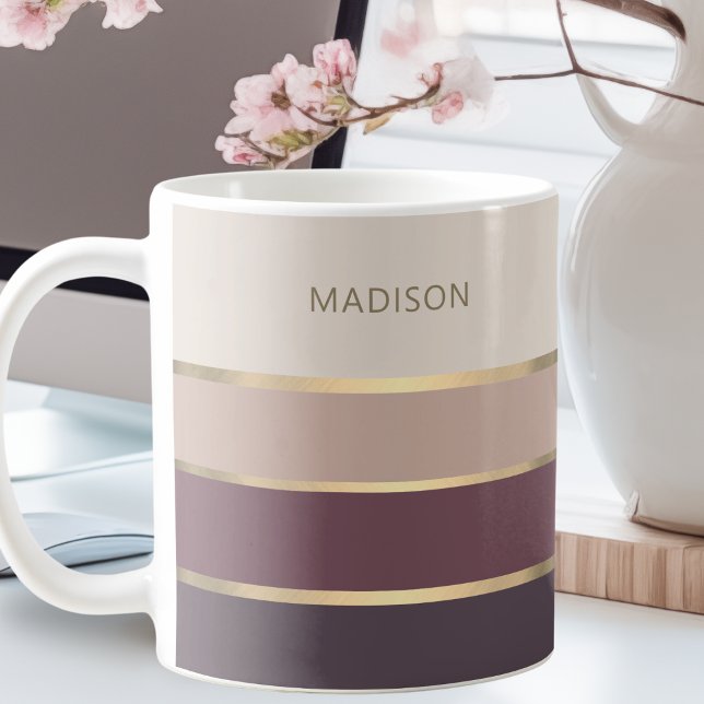 Caneca De Café Dourado Personalização de faixas amplas modernas (Criador carregado)