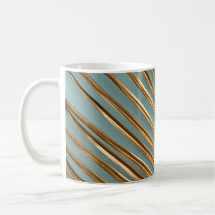 Caneca De Café Dourado Pintado Padrão de Palma Tropical