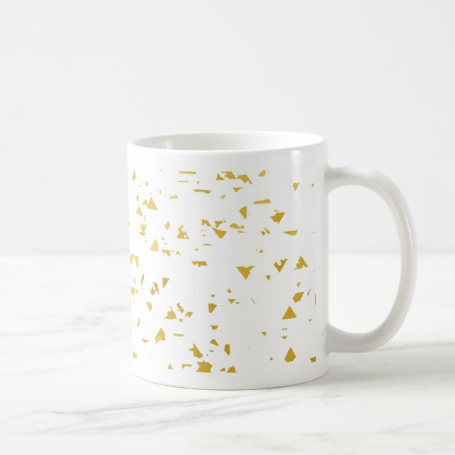 Caneca De Café Dourado polo confetti,padrão,branco,chic,elegante, (Direita)