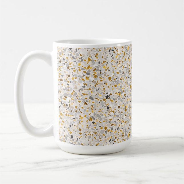 Caneca De Café Dourado, Prata, Cinza Padrão Terrazzo (Esquerda)