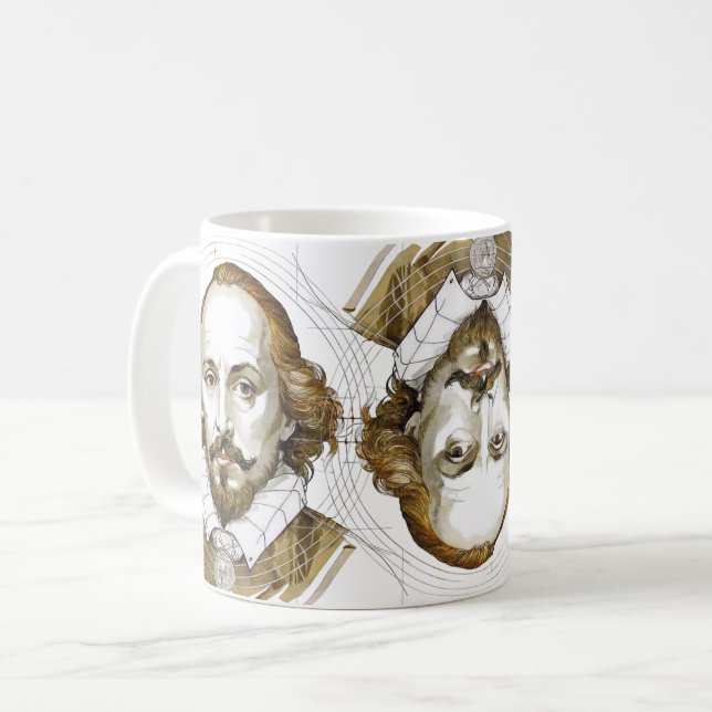 Caneca De Café Dourado retrato de William Shakespeare (Frente Esquerda)