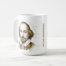 Caneca De Café Dourado retrato de William Shakespeare