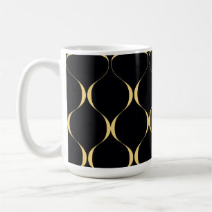 Caneca De Café Dourado, simples, moderno, luxuoso gráfico ondulad