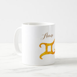 Caneca De Café Dourado sinal de astrologia Gemini