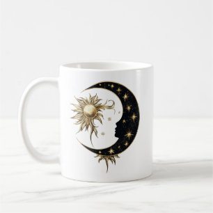 Caneca De Café Dourado Sol e Lua Mug