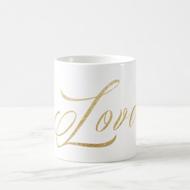 Caneca De Café Dourado Sparkle Love Mug (Centro)