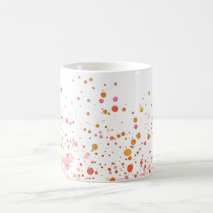 Caneca De Café Dourado Vermelho Pontos Rosa