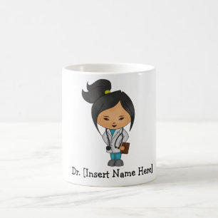 Caneca De Café Doutor fêmea bonito asiático personalizado Canec