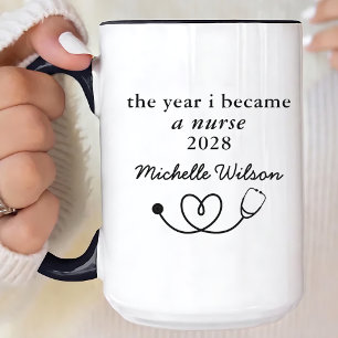Caneca De Café Doutor Graduado em Enfermagem com Design Minimal