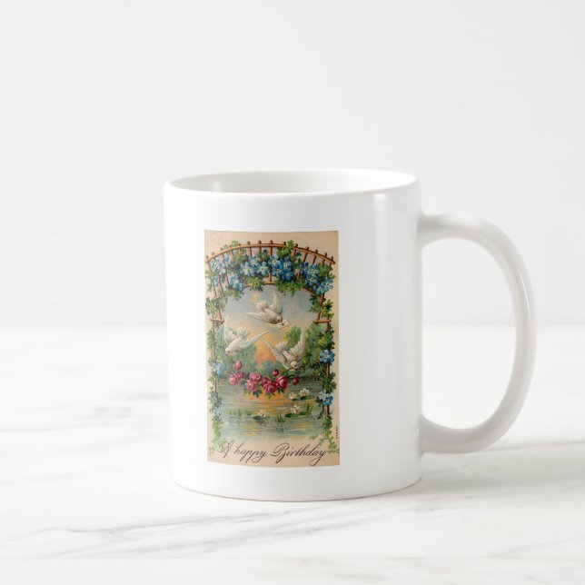 Caneca De Café Doves Rosas Aniversário (Direita)