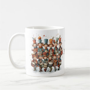 Caneca De Café Doze bateristas fantasiados tocando Natal 11oz