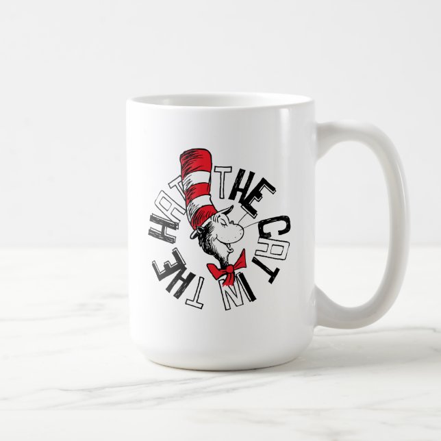 Caneca De Café Dr. Seuss | Gatos na Arte Arredondada do Chapéu (Direita)