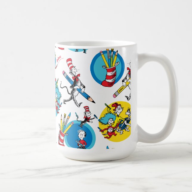 Caneca De Café Dr. Seuss | Personagens Com Lápis Padrão (Direita)