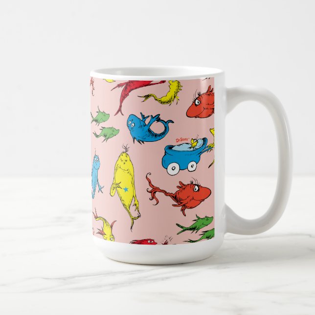 Caneca De Café Dr. Seuss | Um Peixe Dois Peixes Padrão (Direita)