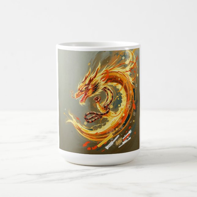 Caneca De Café Dragão Amarelo Dourado (Centro)