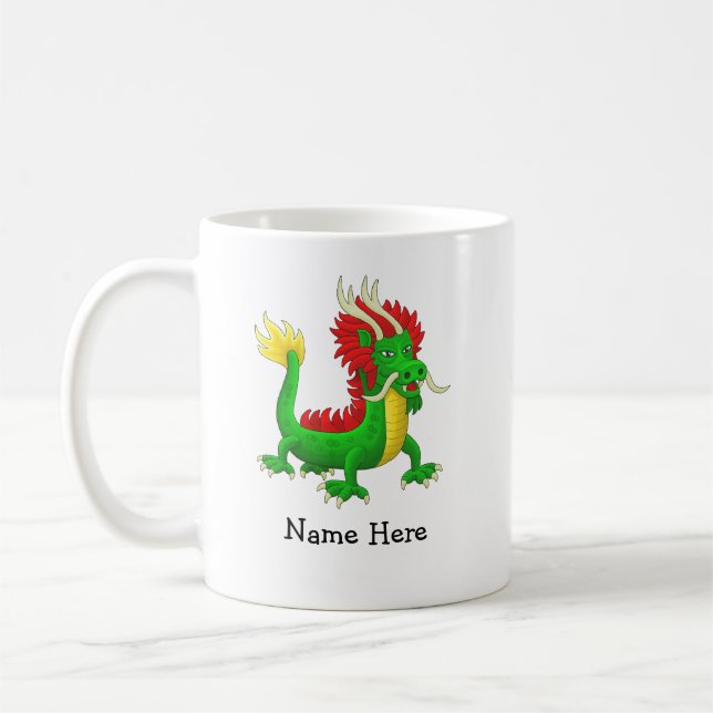 Caneca De Café Dragão Asiático Colorido (Esquerda)