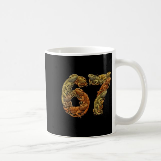Caneca De Café Dragão Barbudo Engraçado 6 7 Meme Seis Sete Beardz (Direita)
