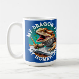 Caneca De Café Dragão Barbudo Engraçado Comeu o Dever de Casa