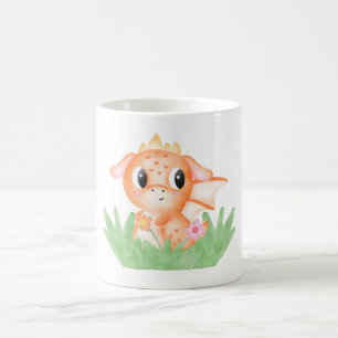 Caneca De Café Dragão-Bebê Cachorro Aquarela