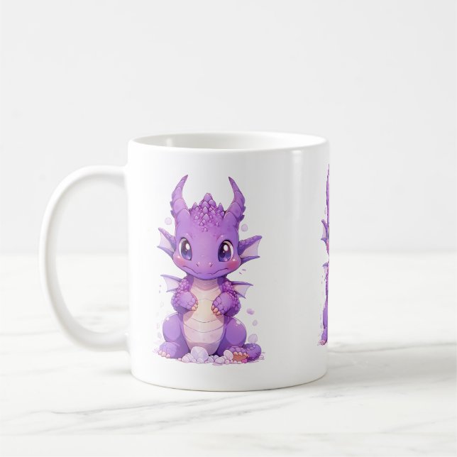 Caneca De Café Dragão-Bebê-Roxo (Esquerda)