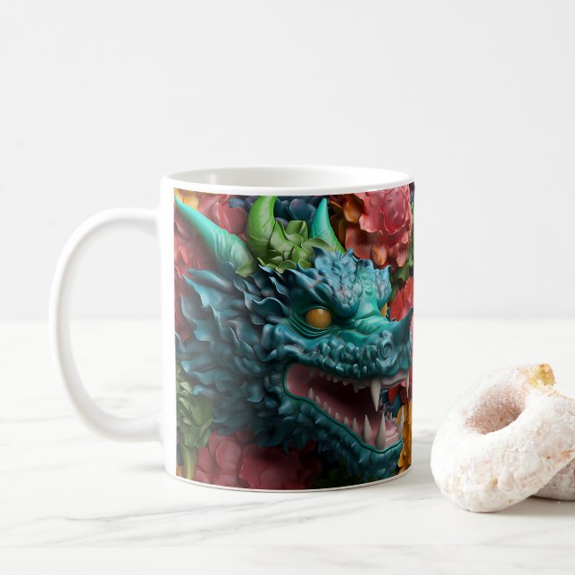 Caneca De Café Dragão Brilhante 3D (Com Donut)