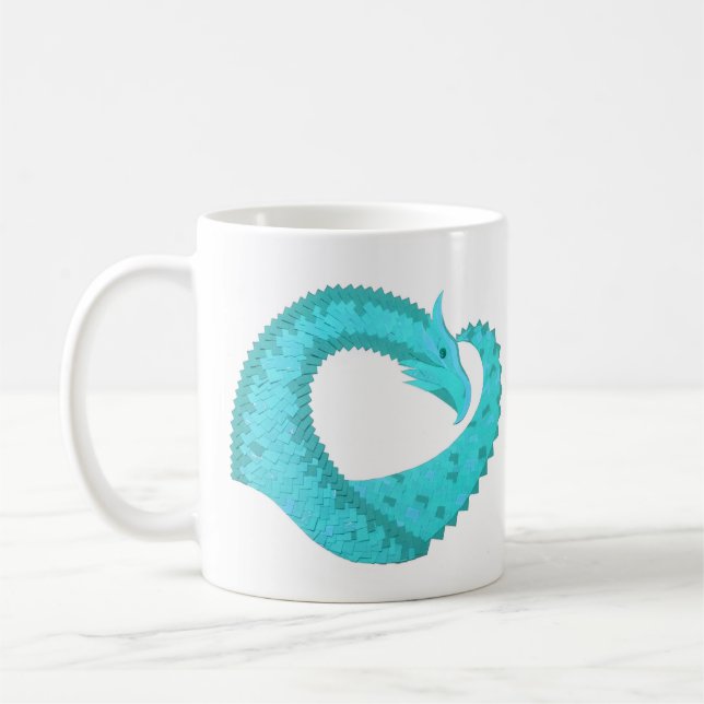 Caneca De Café Dragão cardíaco Verdigris em branco (Esquerda)