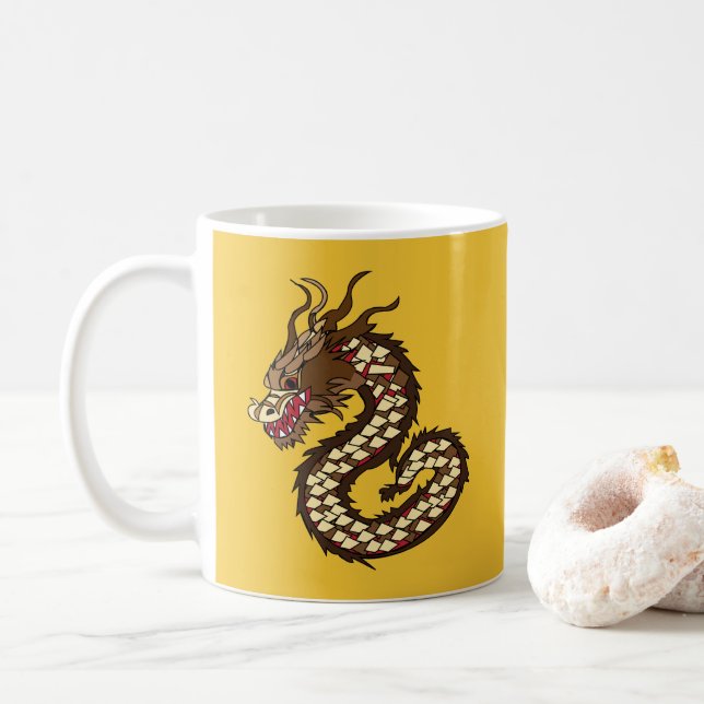 Caneca De Café Dragão Chinês (Com Donut)