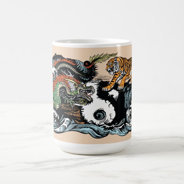 Caneca De Café Dragão chinês contra Tigre (Centro)