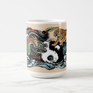 Caneca De Café Dragão chinês contra Tigre