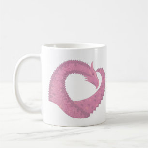 Caneca De Café Dragão cor-de-rosa em branco